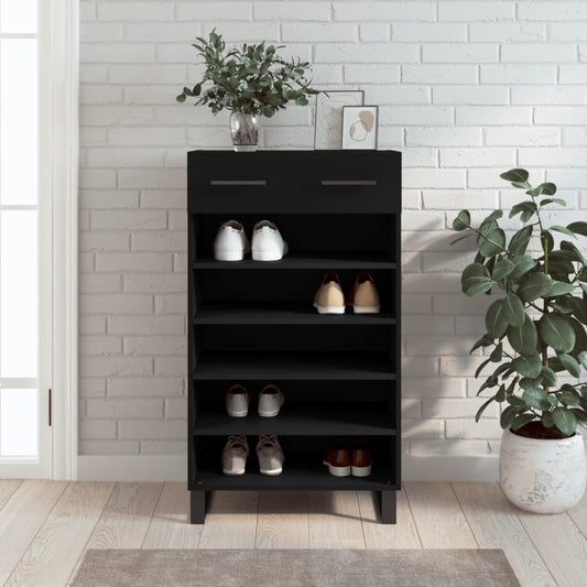 Shoe Cabinet Black 60x35x105 cm Engineered Wood
