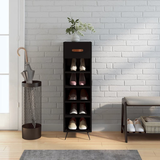Shoe Cabinet Black 30x35x105 cm Engineered Wood