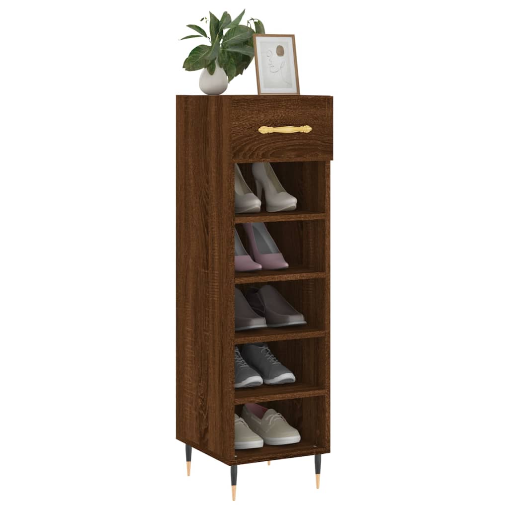 Shoe Cabinet Brown Oak 30x35x105 cm Engineered Wood