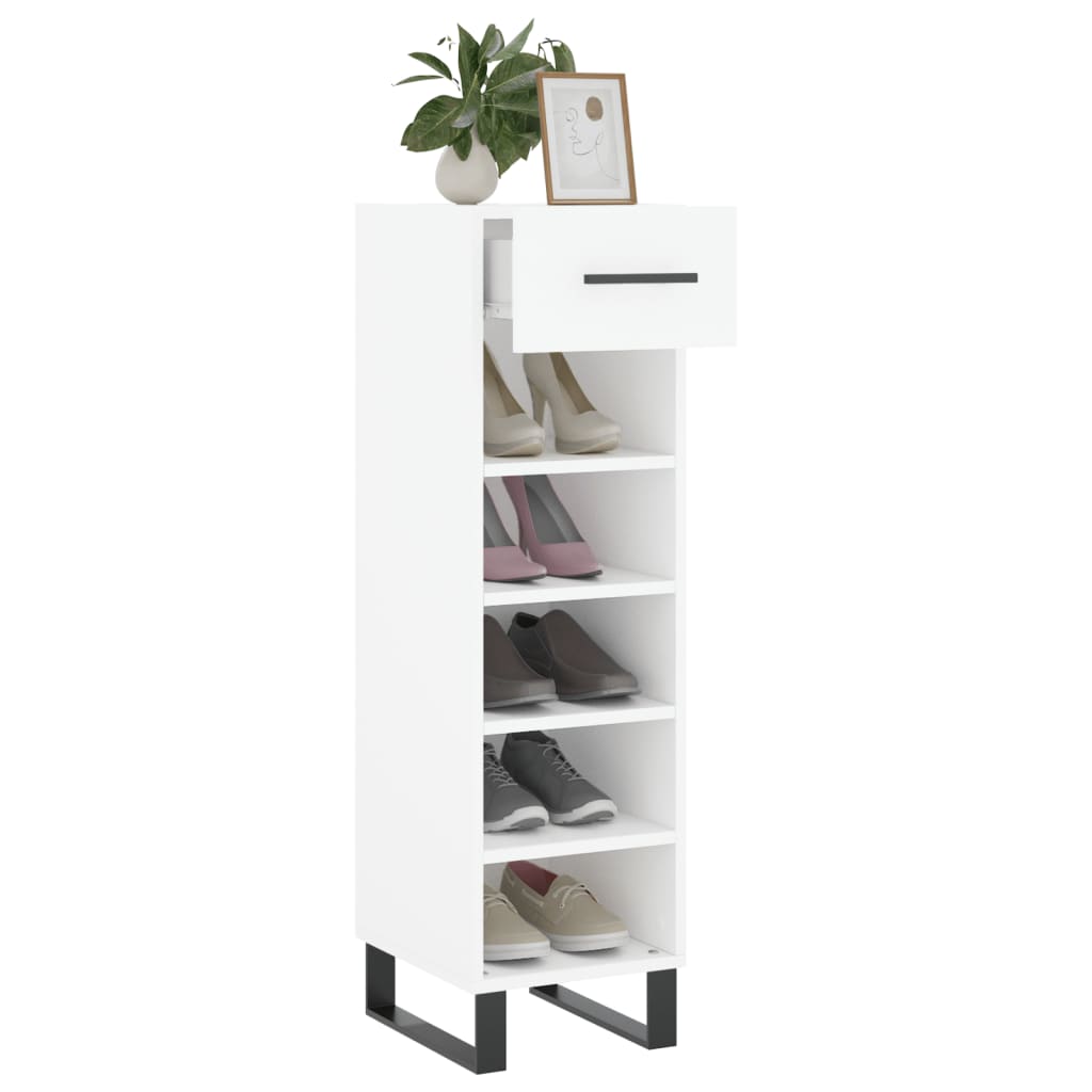 Shoe Cabinet White 30x35x105 cm Engineered Wood
