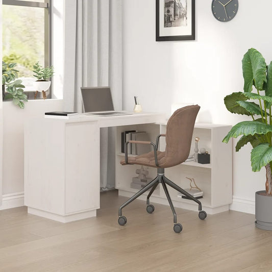 Desk White 110x50x75 cm Solid Wood Pine