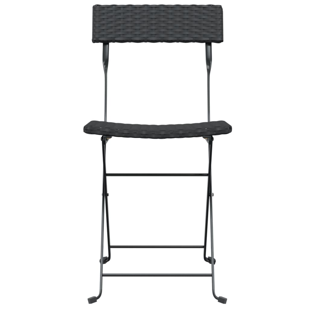 Folding Bistro Chairs 4 pcs Black Poly Rattan and Steel