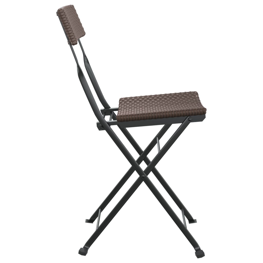 Folding Bistro Chairs 4 pcs Brown Poly Rattan and Steel