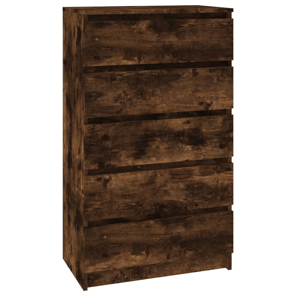Drawer Cabinet Smoked Oak 60x36x103 cm Engineered Wood