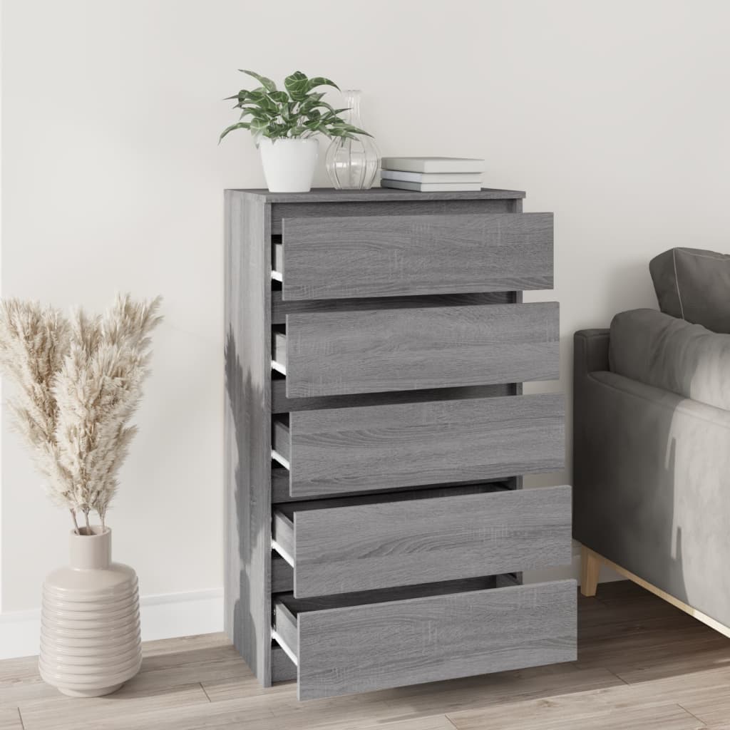 Drawer Cabinet Grey Sonoma 60x36x103 cm Engineered Wood