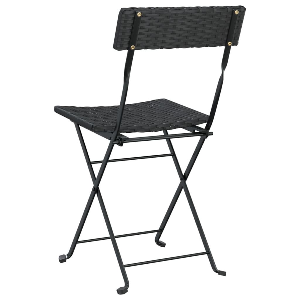 Folding Bistro Chairs 2 pcs Black Poly Rattan and Steel