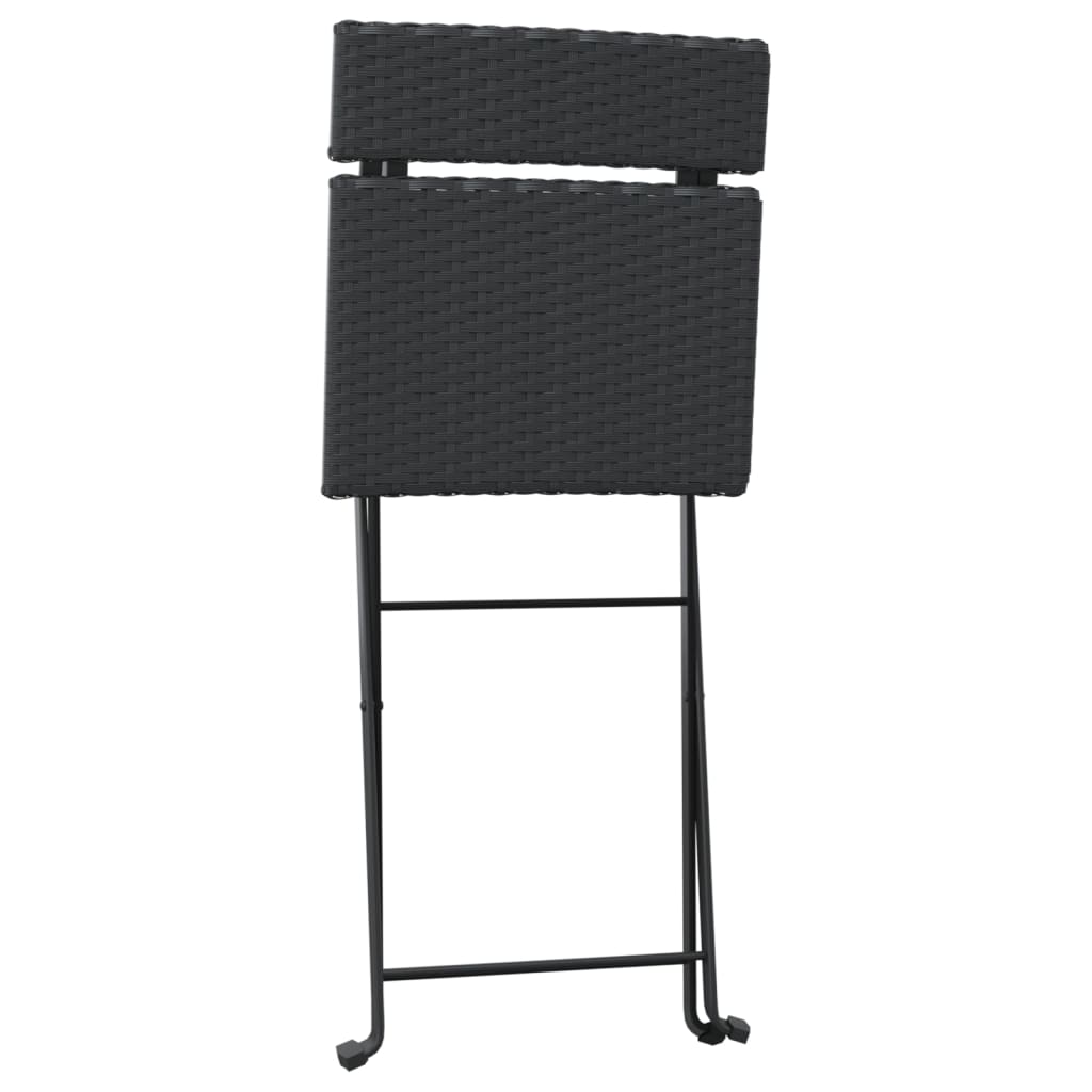 Folding Bistro Chairs 2 pcs Black Poly Rattan and Steel