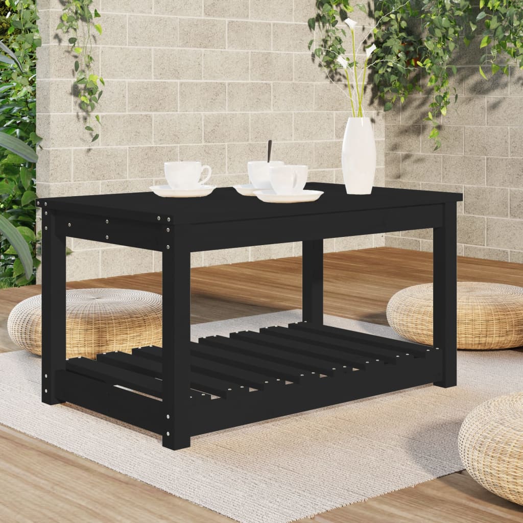 Garden Table Black 82.5x50.5x45 cm Solid Wood Pine