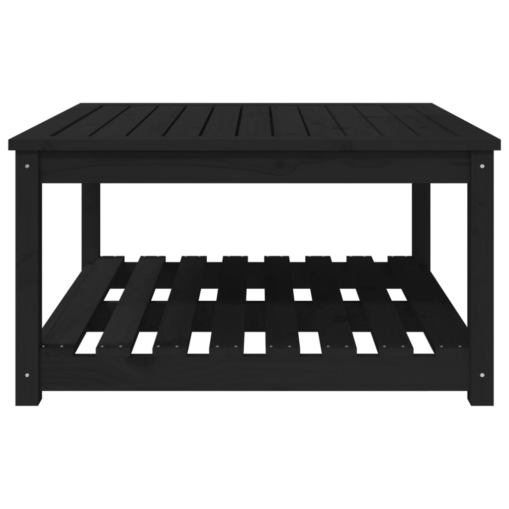 Garden Table Black 82.5x82.5x45 cm Solid Wood Pine
