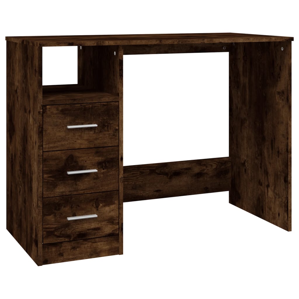 Desk with Drawers Smoked Oak 102x50x76 cm Engineered Wood