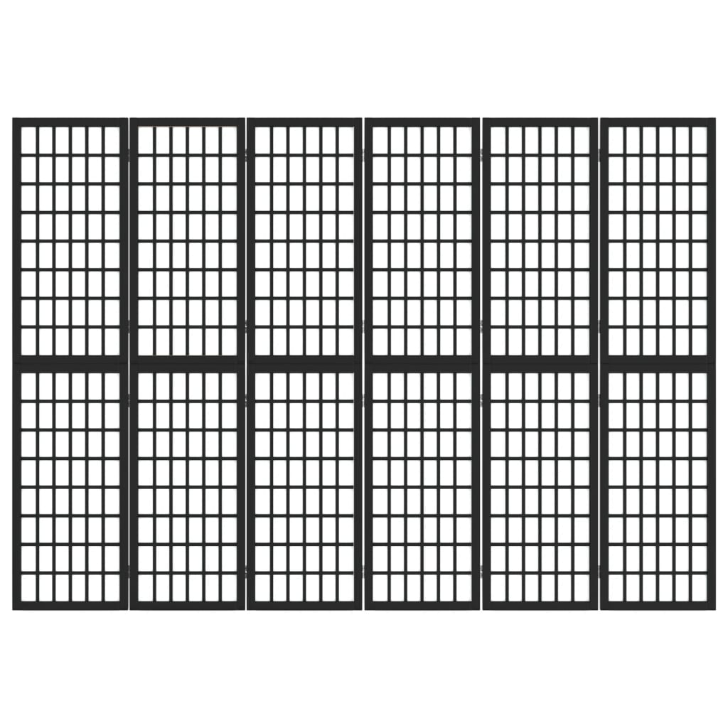 Folding 6-Panel Room Divider Japanese Style 240x170 cm Black