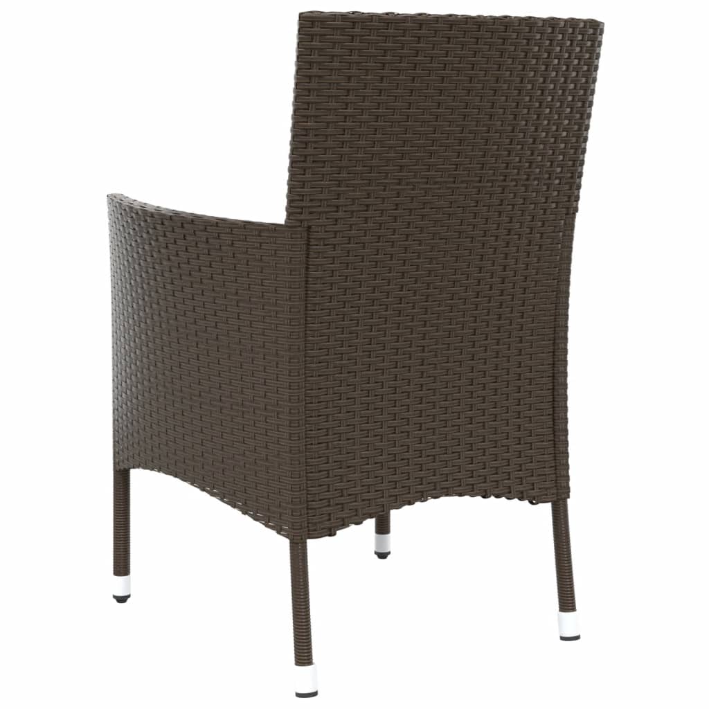 Garden Chairs with Cushions 2 pcs Brown Poly Rattan