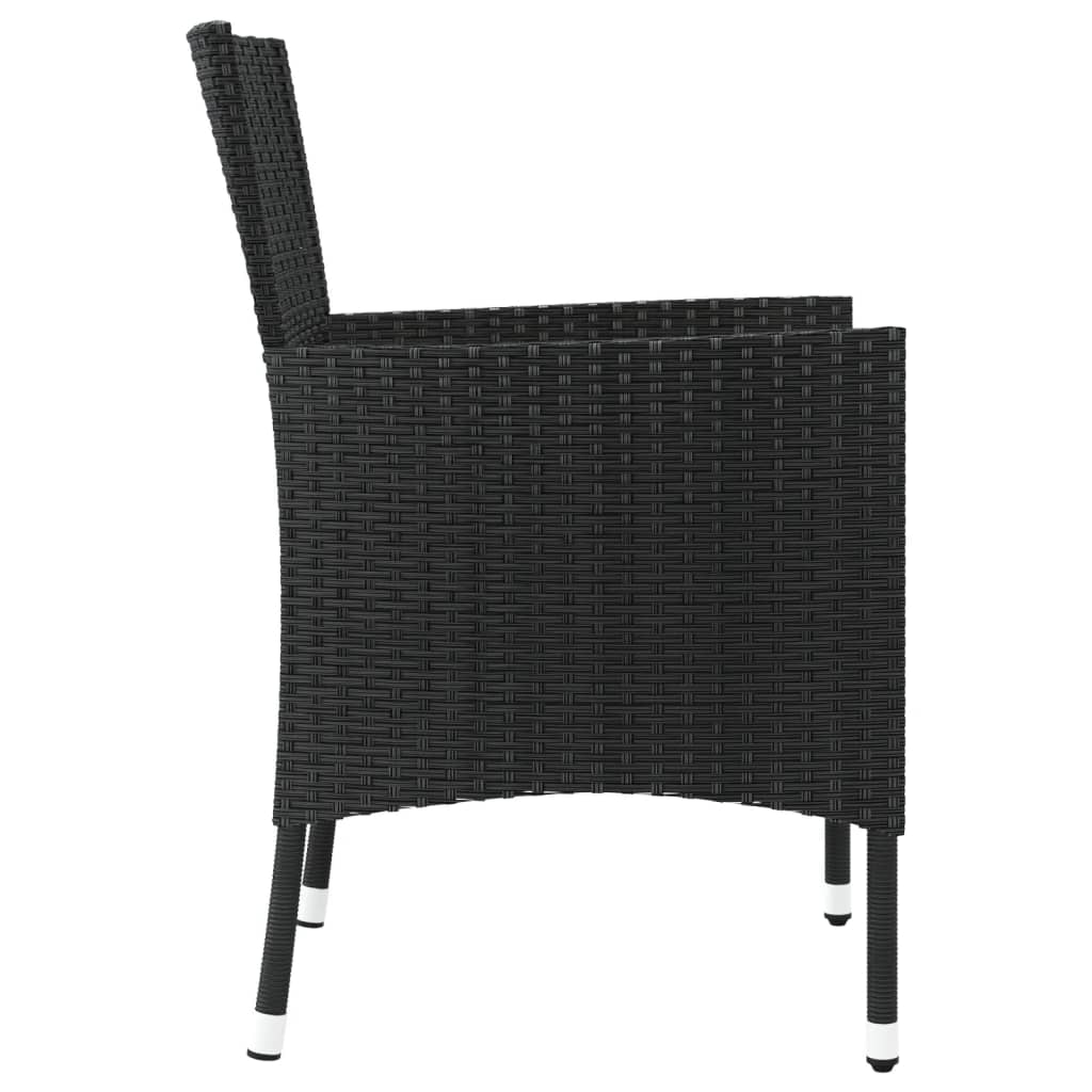 Garden Chairs with Cushions 4 pcs Black Poly Rattan