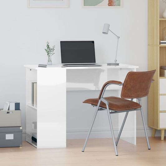 Desk High Gloss White 100x55x75 Engineered Wood
