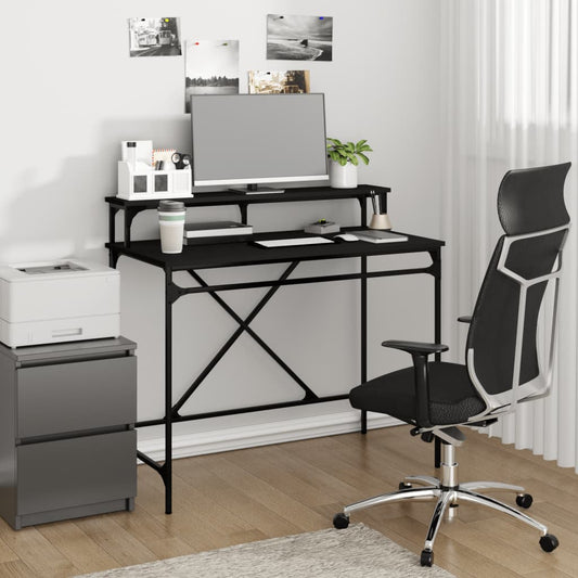 Desk Black 100x50x90 cm Engineered Wood and Iron