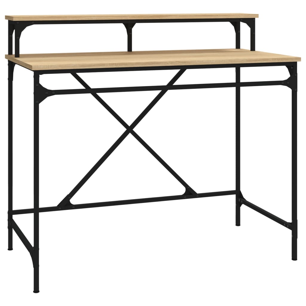 Desk Sonoma Oak 100x50x90 cm Engineered Wood and Iron