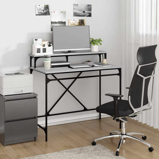 Desk Grey Sonoma 100x50x90 cm Engineered Wood and Iron