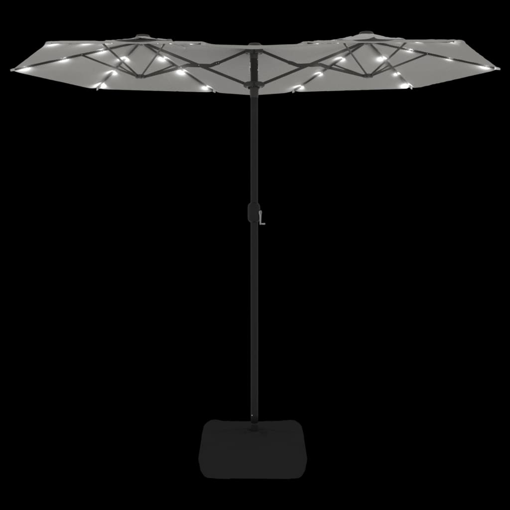 Double-Head Parasol with LEDs Sand White 316x240 cm
