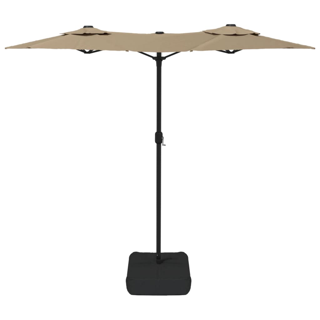Double-Head Parasol with LEDs Taupe 316x240 cm