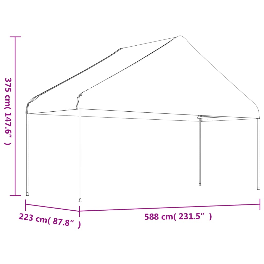 Gazebo with Roof White 20.07x5.88x3.75 m Polyethylene