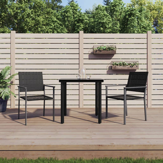 3 Piece Garden Dining Set Poly Rattan and Steel