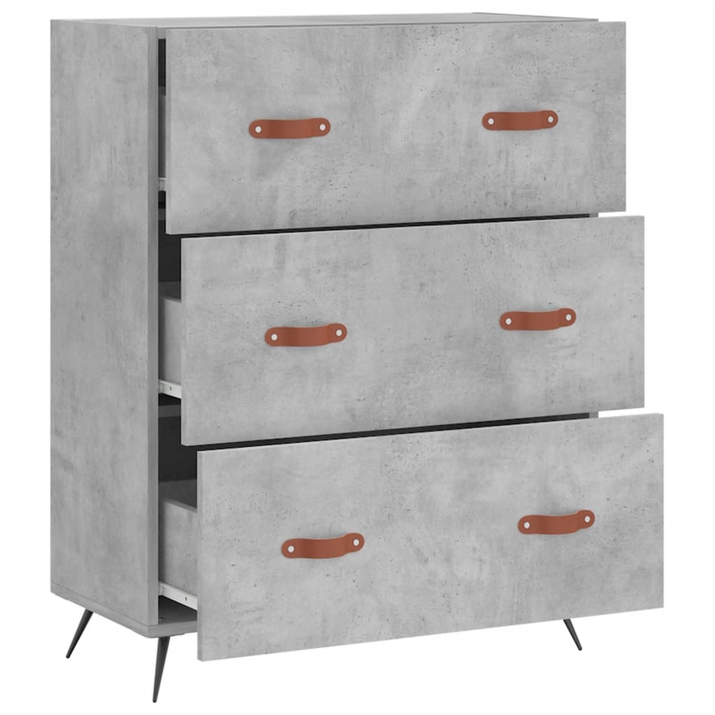 Chest of Drawers Concrete Grey 69.5x34x90 cm Engineered Wood