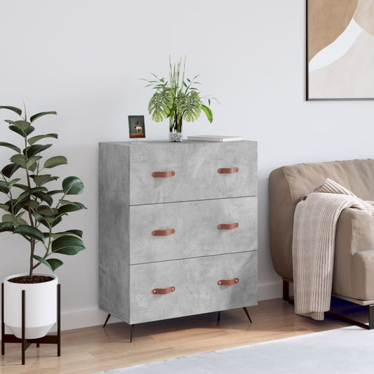 Chest of Drawers Concrete Grey 69.5x34x90 cm Engineered Wood