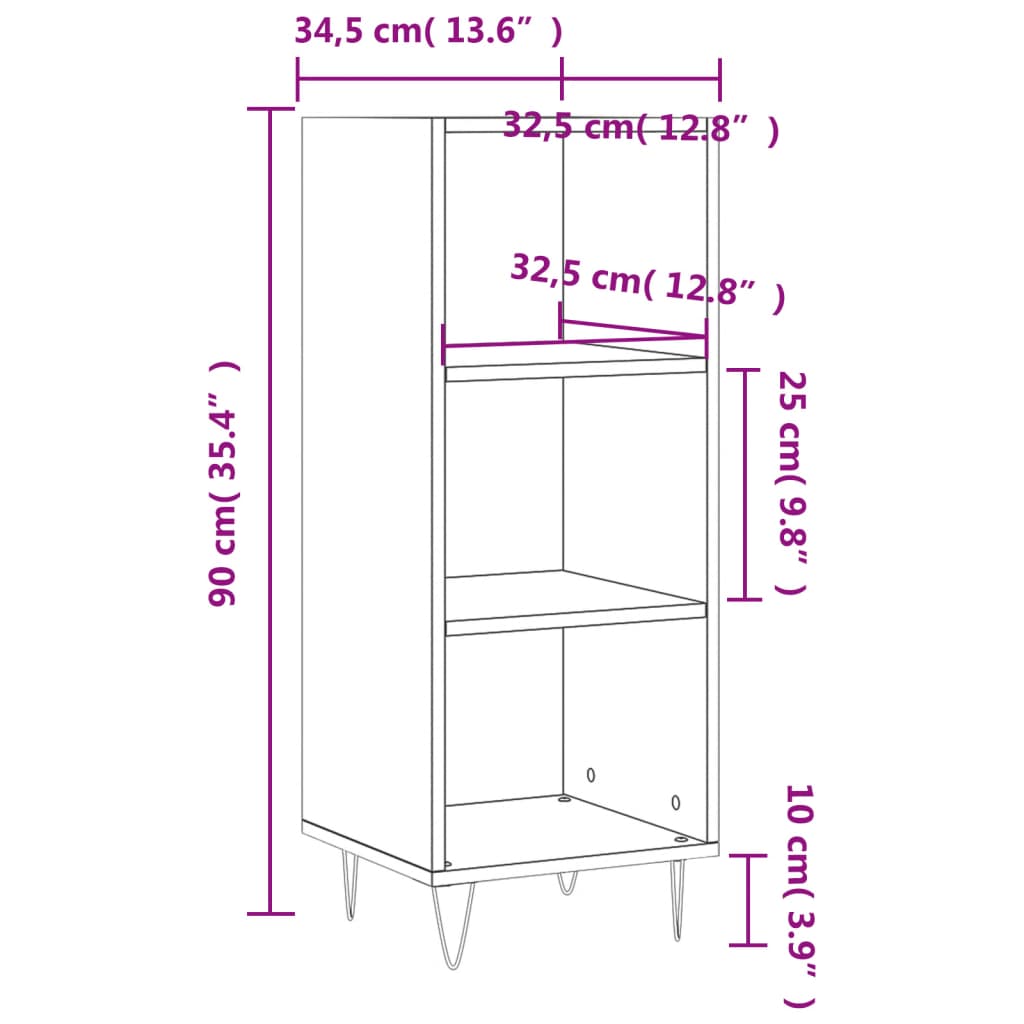 Sideboard White 34.5x32.5x90 cm Engineered Wood