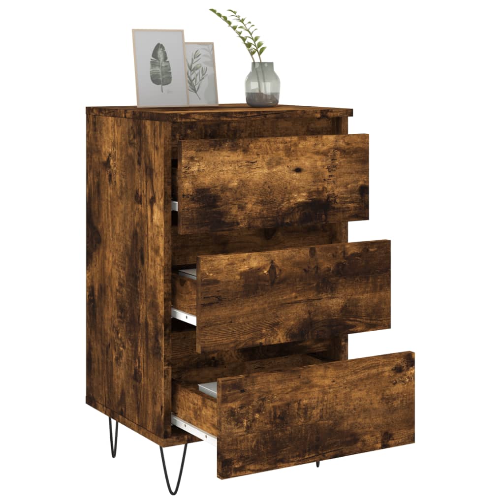 Bedside Cabinet Smoked Oak 40x35x69 cm Engineered Wood