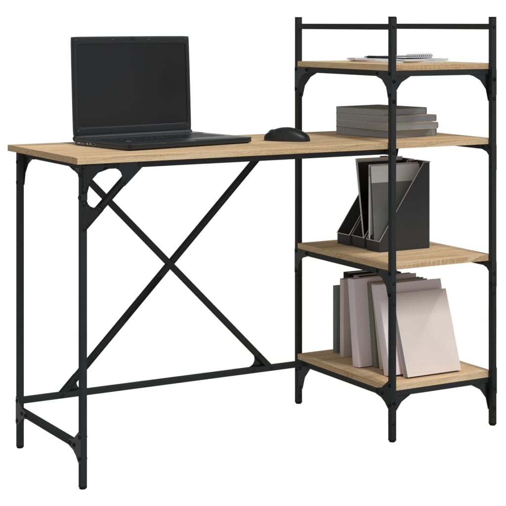 Computer Desk with Shelves Sonoma Oak 120x47x109 cm