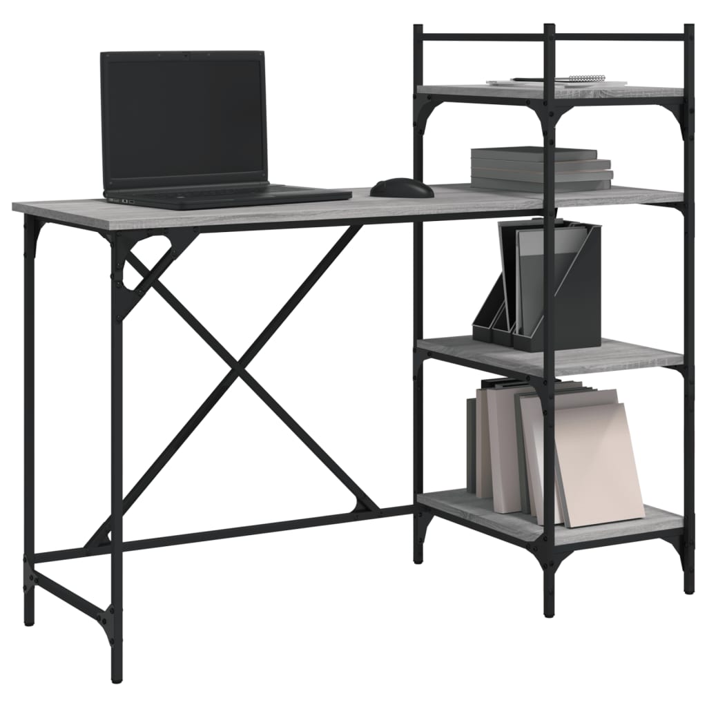 Computer Desk with Shelves Grey Sonoma 120x47x109 cm