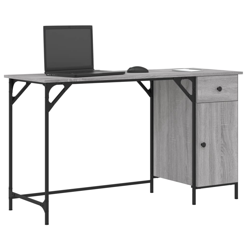 Computer Desk Grey Sonoma 131x48x75 cm Engineered Wood