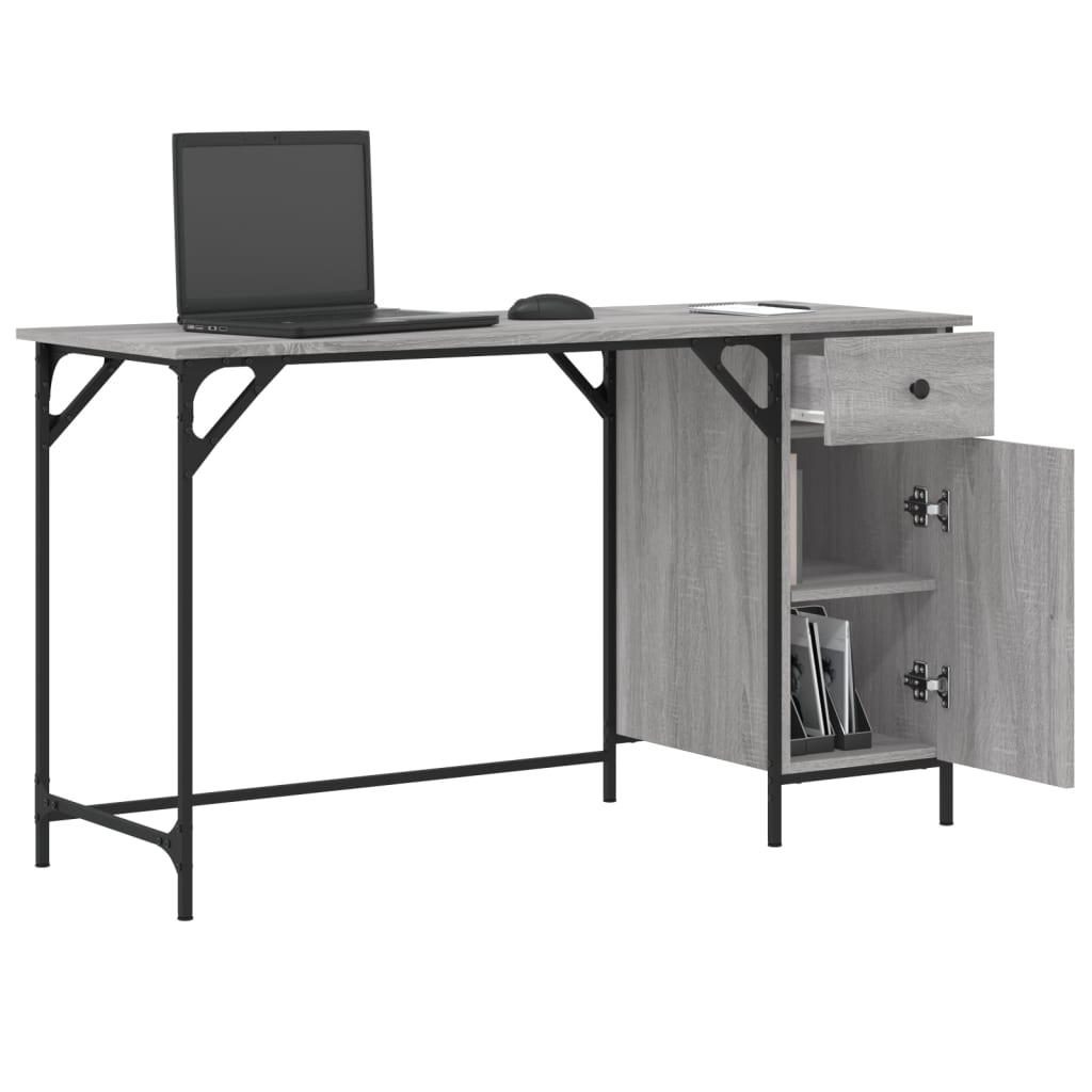 Computer Desk Grey Sonoma 131x48x75 cm Engineered Wood