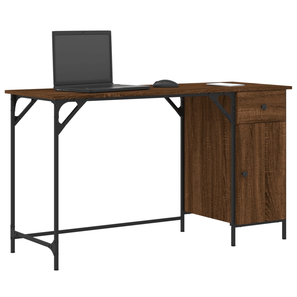 Computer Desk Brown Oak 131x48x75 cm Engineered Wood