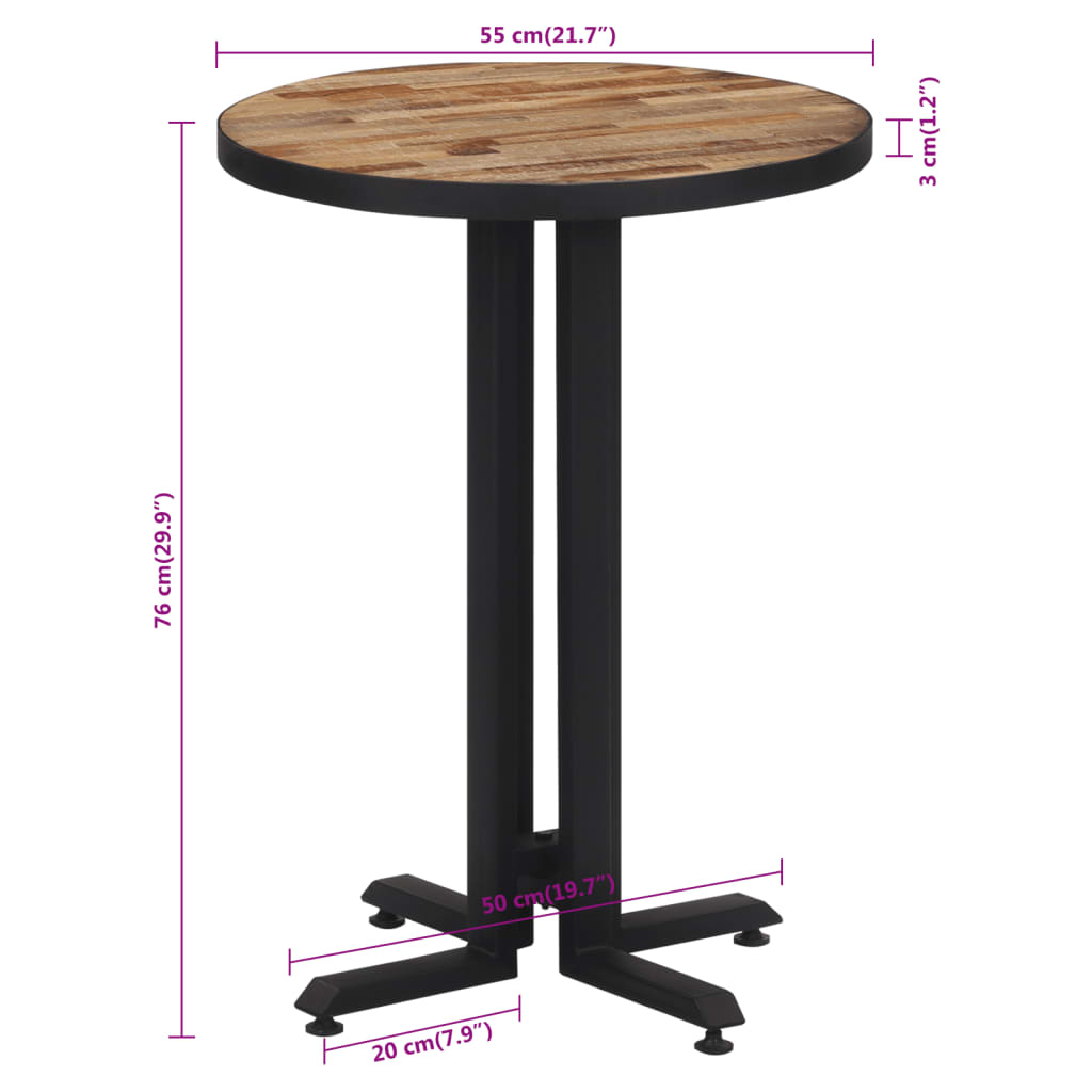 Bistro Table Round Ø55x76 cm Solid Reclaimed Teak