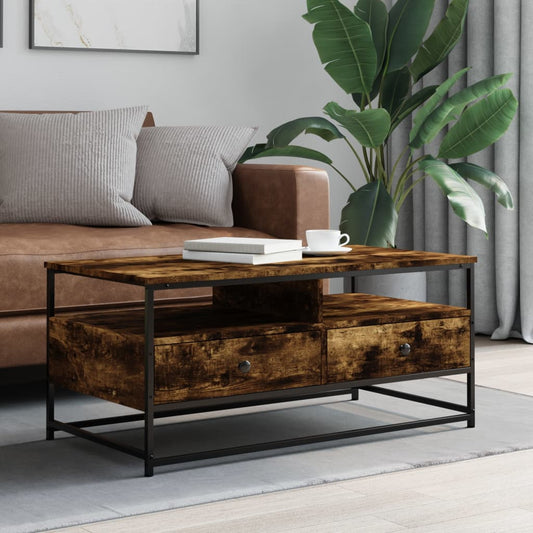 Coffee Table Smoked Oak 100x51x45 cm Engineered Wood