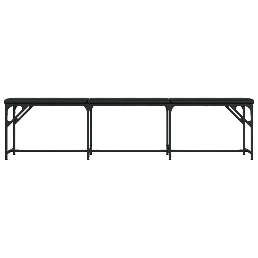 Dining Bench Black 186x32x45 cm Steel and Faux Leather