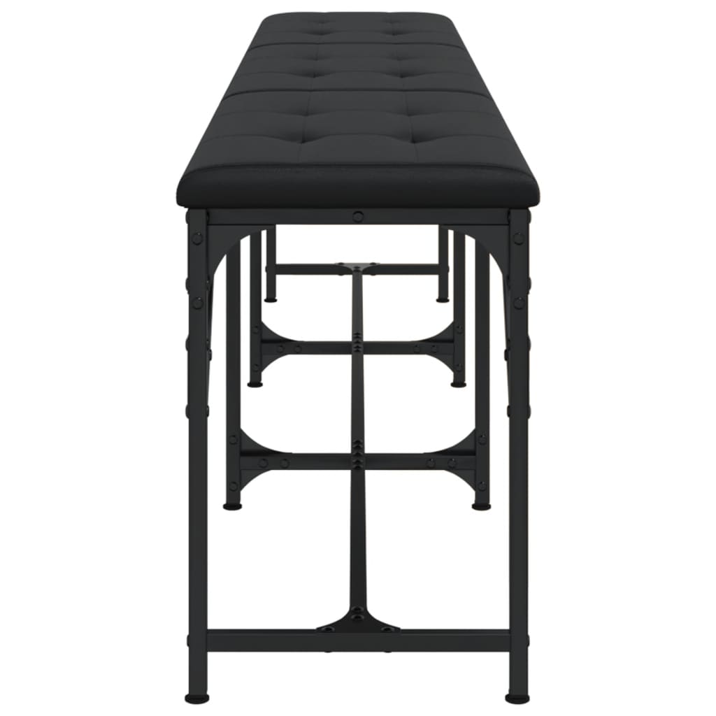 Dining Bench Black 186x32x45 cm Steel and Faux Leather
