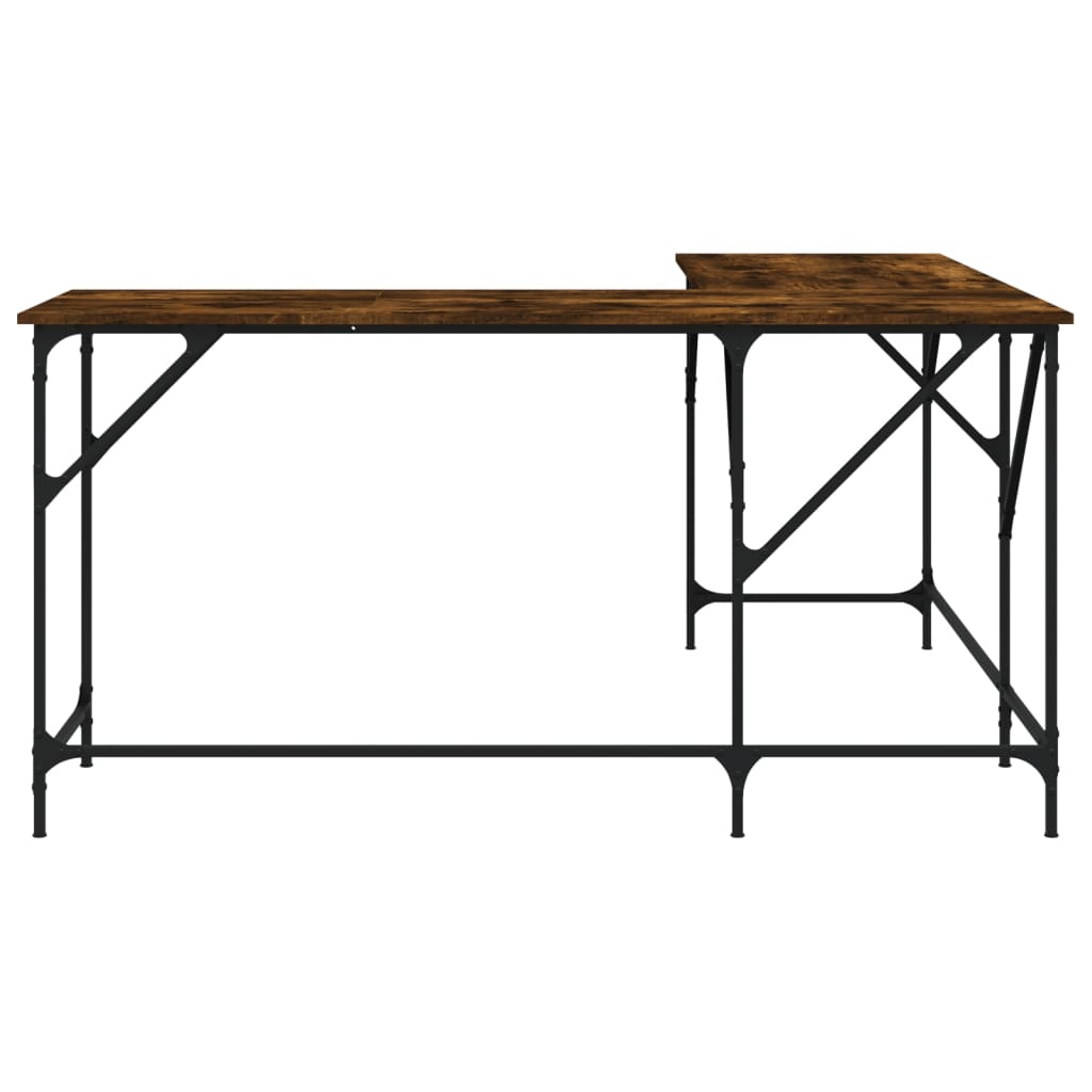 Desk Smoked Oak 149x149x75 cm Engineered Wood