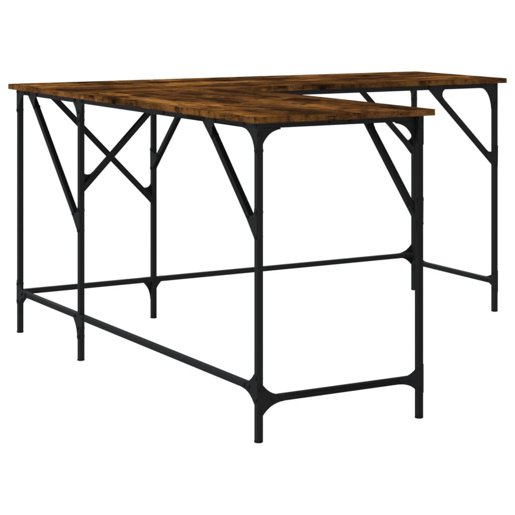 Desk Smoked Oak 149x149x75 cm Engineered Wood