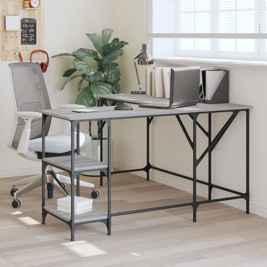 Desk Grey Sonoma 139x139x75 cm Engineered Wood