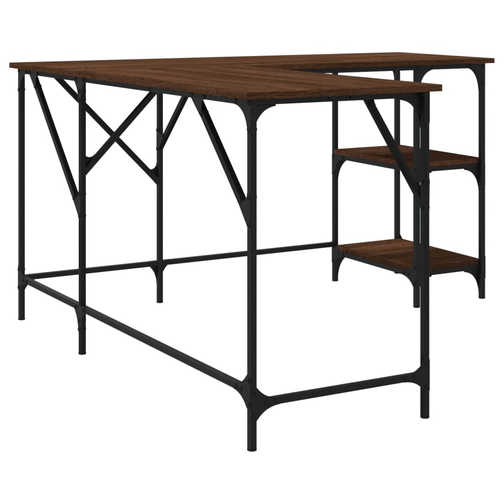 Desk Brown Oak 139x139x75 cm Engineered Wood