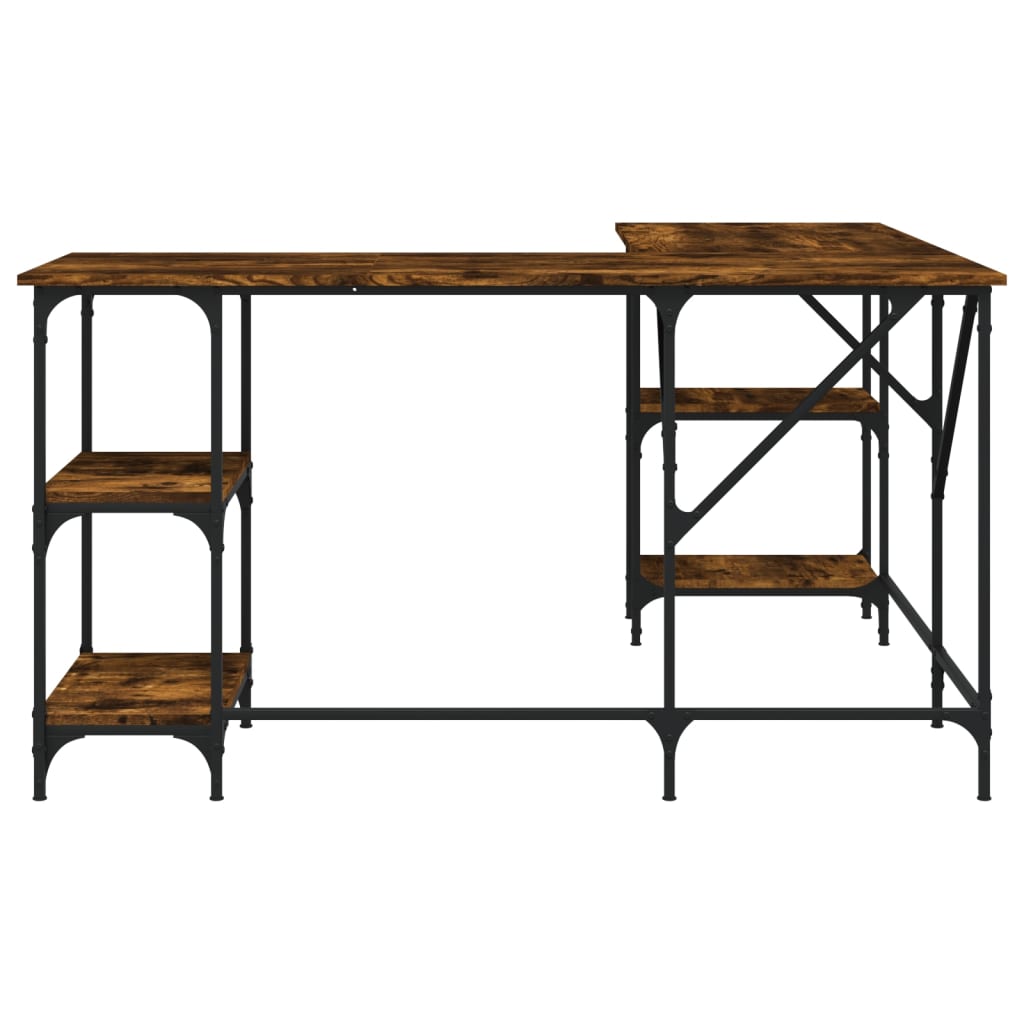 Desk Smoked Oak 139x139x75 cm Engineered Wood