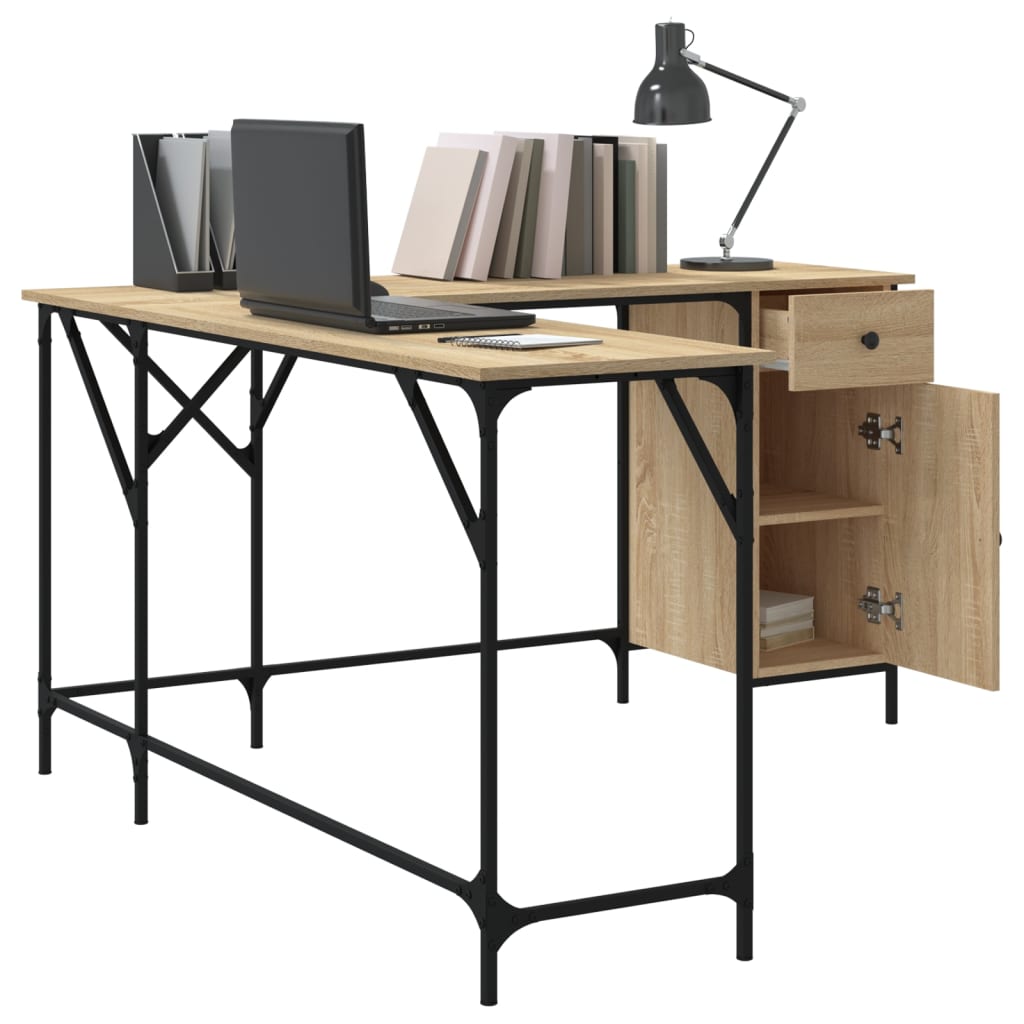 Desk Sonoma Oak 141x141x75 cm Engineered Wood