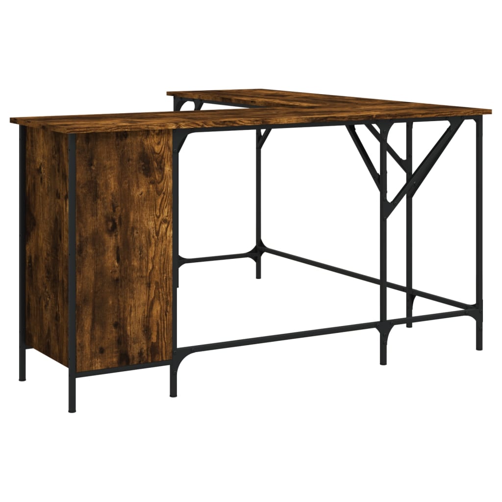 Desk Smoked Oak 141x141x75 cm Engineered Wood