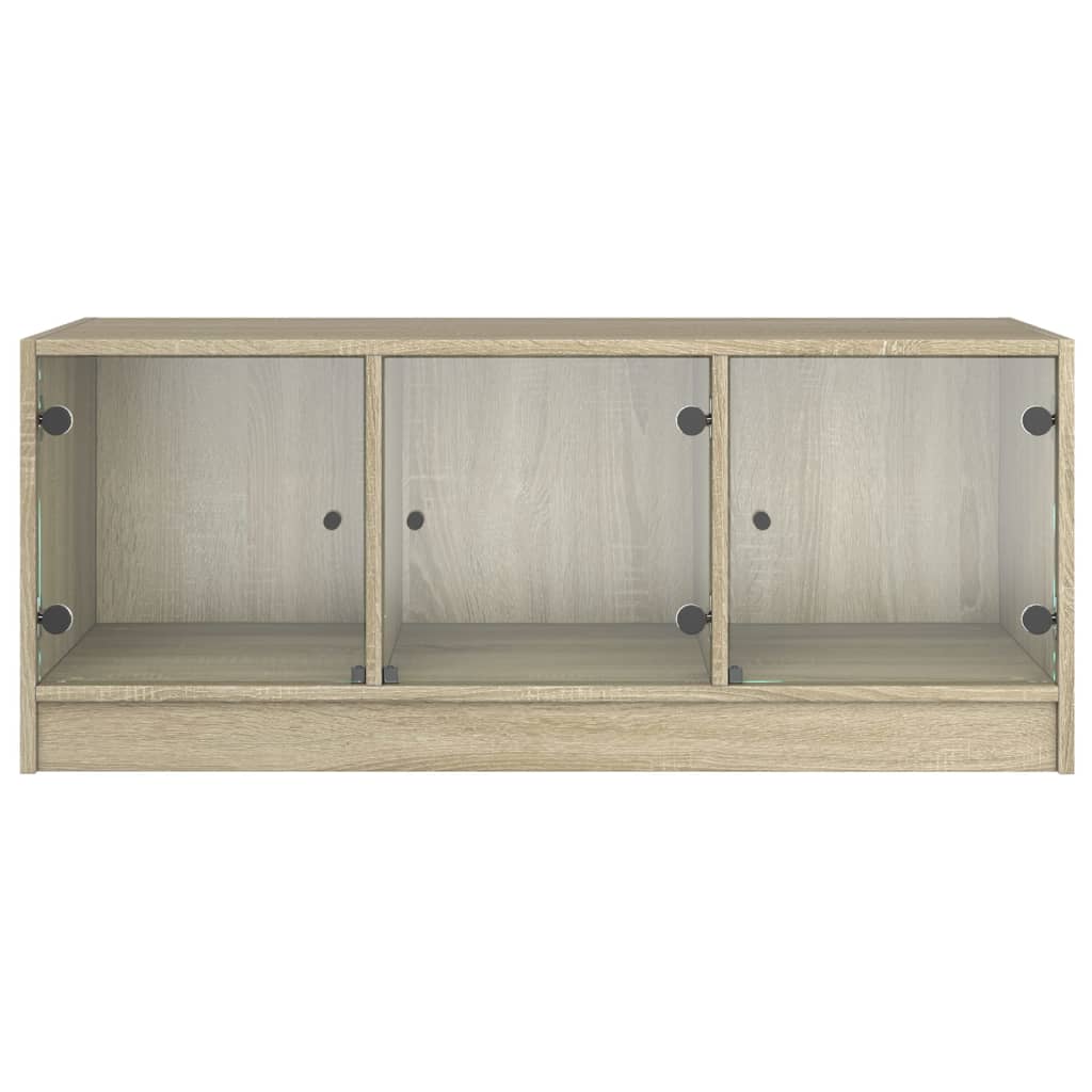 Coffee Table with Glass Doors Sonoma Oak 102x50x42 cm