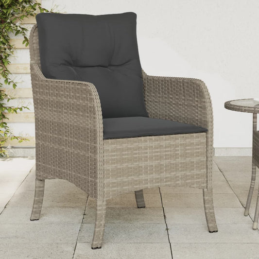 Garden Chairs with Cushions 2 pcs Light Grey Poly Rattan