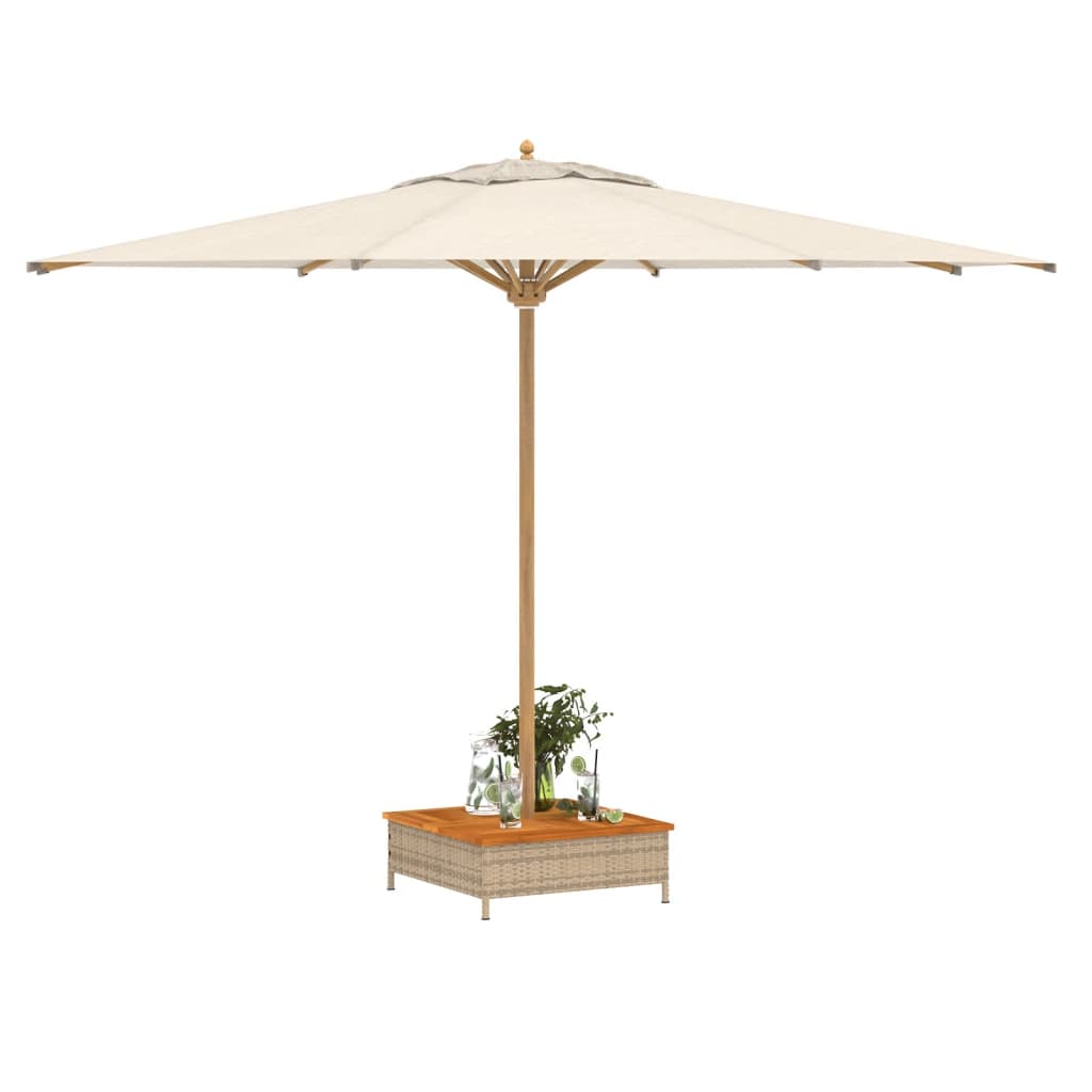 Parasol Base Cover Beige 70x70x25 cm Poly Rattan and Acacia