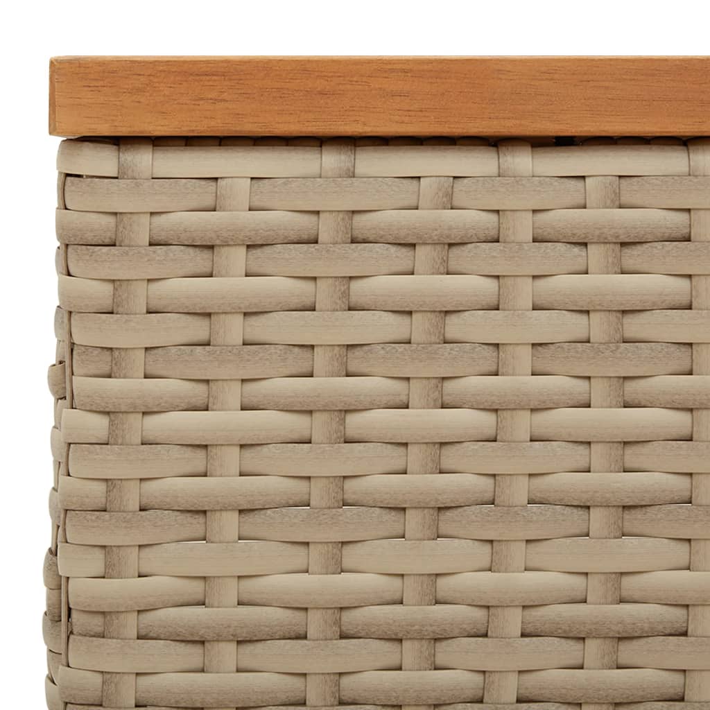 Parasol Base Cover Beige 70x70x25 cm Poly Rattan and Acacia