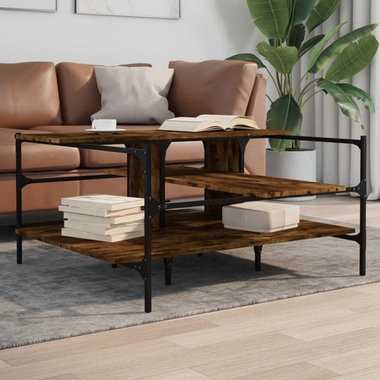 Coffee Table Smoked Oak 100x100x48.5 cm Engineered Wood